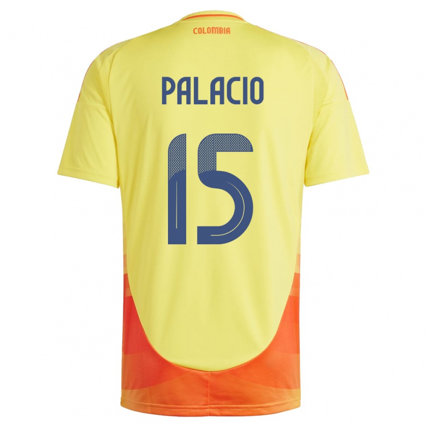 Kandiny Enfant Maillot Colombie Nelson Palacio #15 Jaune Tenues Domicile 24-26 T-Shirt