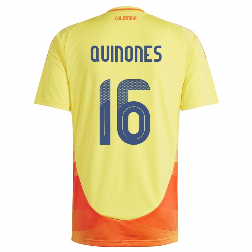 Kandiny Enfant Maillot Colombie Nelson Quiñónes #16 Jaune Tenues Domicile 24-26 T-Shirt