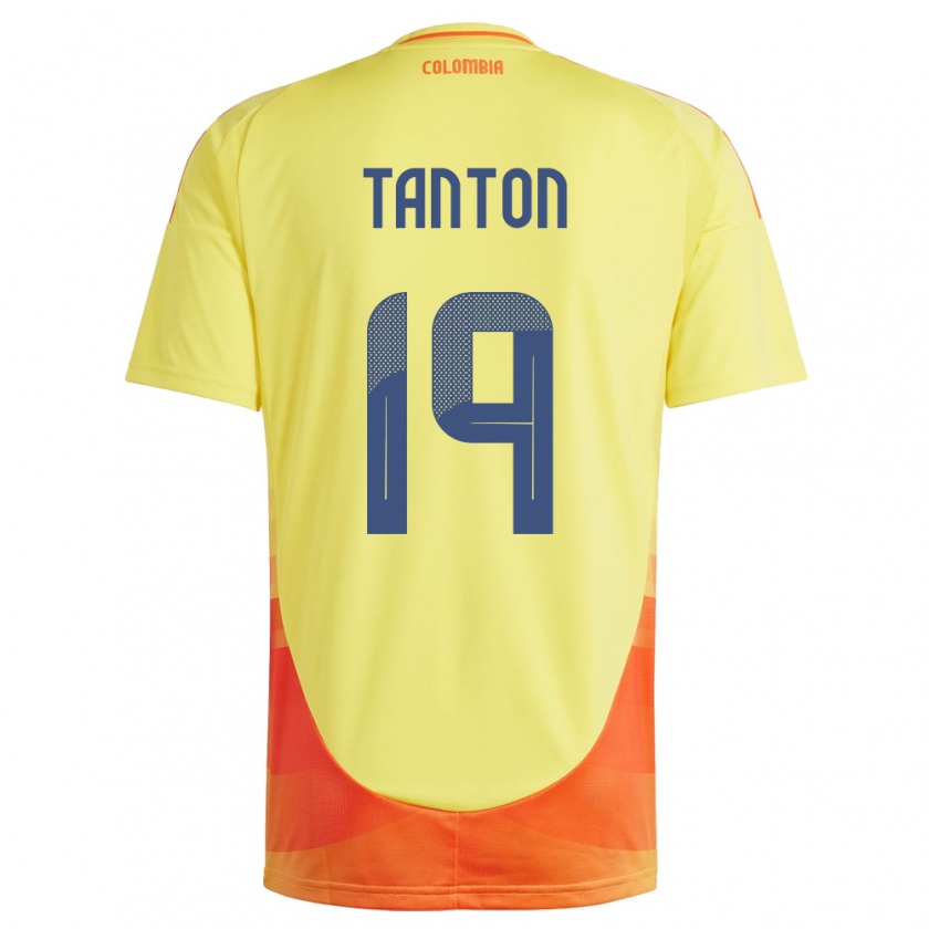 Kandiny Enfant Maillot Colombie Devan Tanton #19 Jaune Tenues Domicile 24-26 T-Shirt