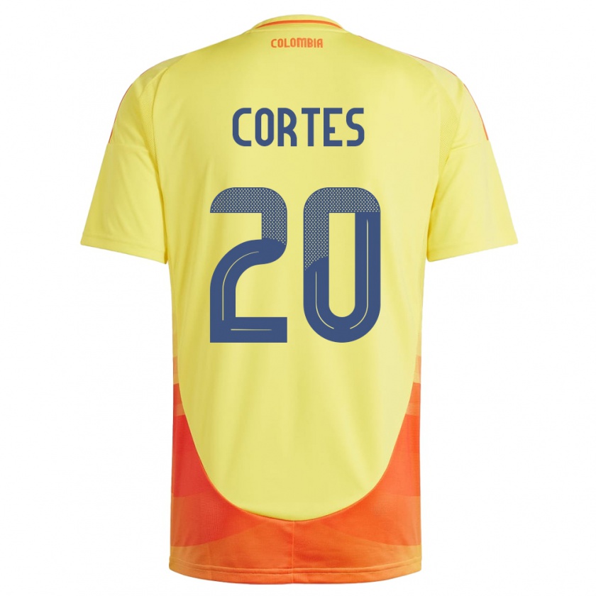 Kandiny Enfant Maillot Colombie Óscar Cortés #20 Jaune Tenues Domicile 24-26 T-Shirt