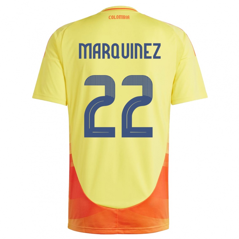 Kandiny Enfant Maillot Colombie Luis Marquinez #22 Jaune Tenues Domicile 24-26 T-Shirt