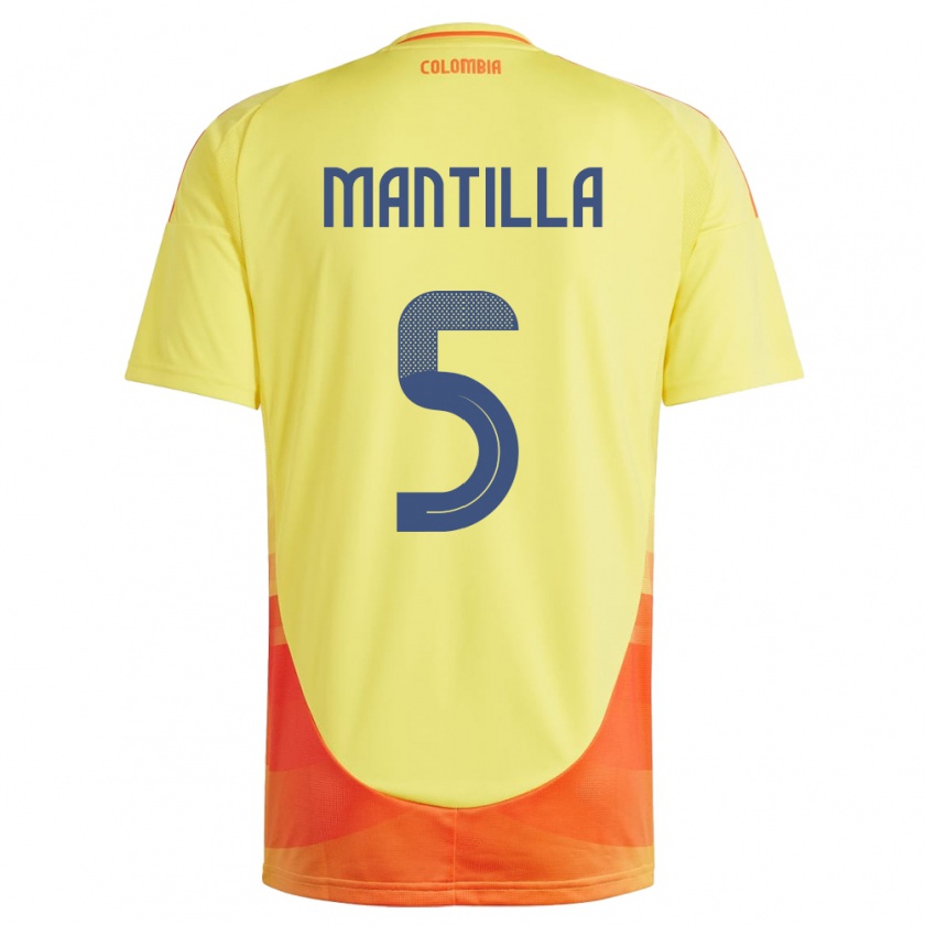 Kandiny Enfant Maillot Colombie Kevin Mantilla #5 Jaune Tenues Domicile 24-26 T-Shirt