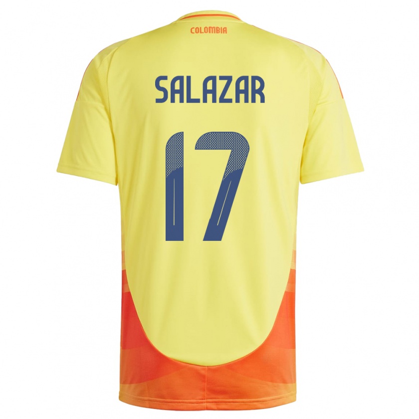 Kandiny Enfant Maillot Colombie Andrés Salazar #17 Jaune Tenues Domicile 24-26 T-Shirt