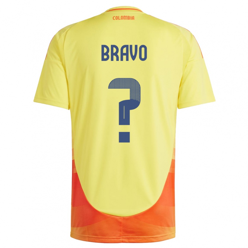 Kandiny Enfant Maillot Colombie Pedro Bravo #0 Jaune Tenues Domicile 24-26 T-Shirt