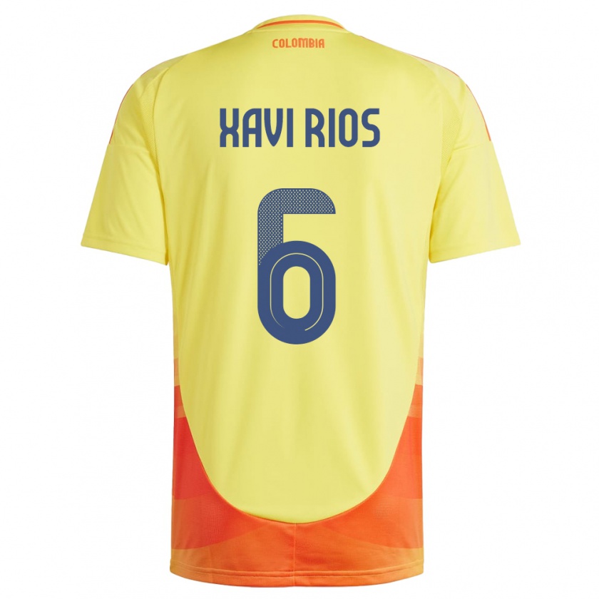 Kandiny Enfant Maillot Colombie Xavi Ríos #6 Jaune Tenues Domicile 24-26 T-Shirt