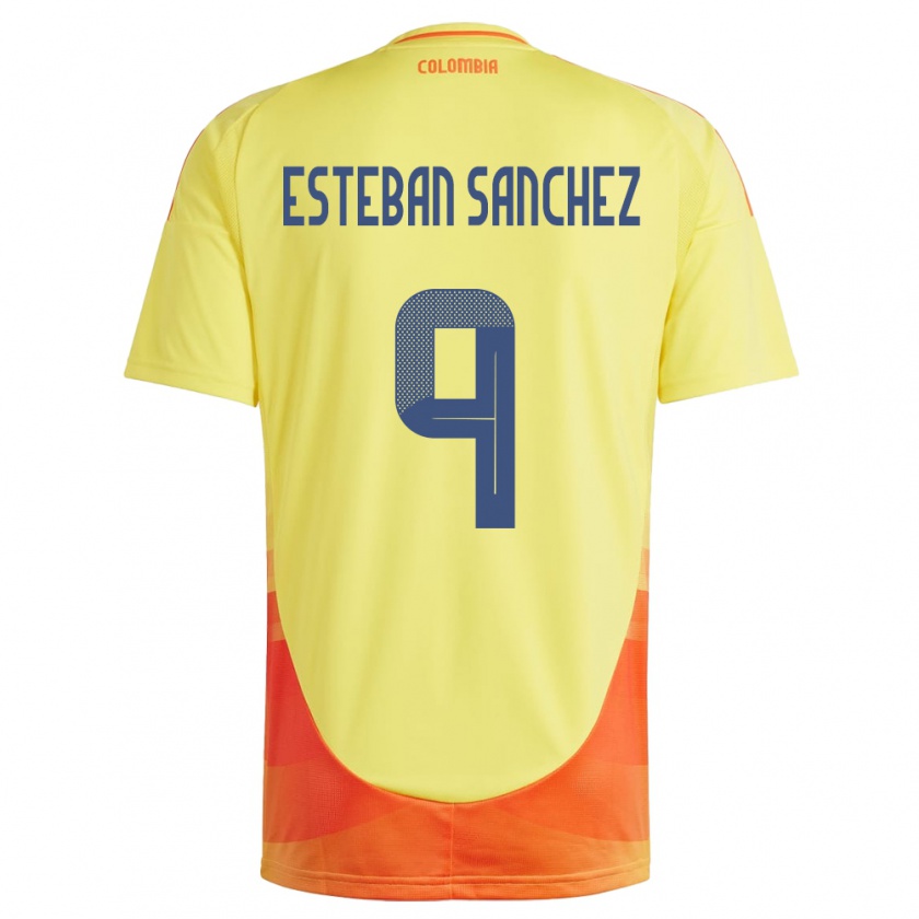 Kandiny Enfant Maillot Colombie Juan Esteban Sánchez #9 Jaune Tenues Domicile 24-26 T-Shirt