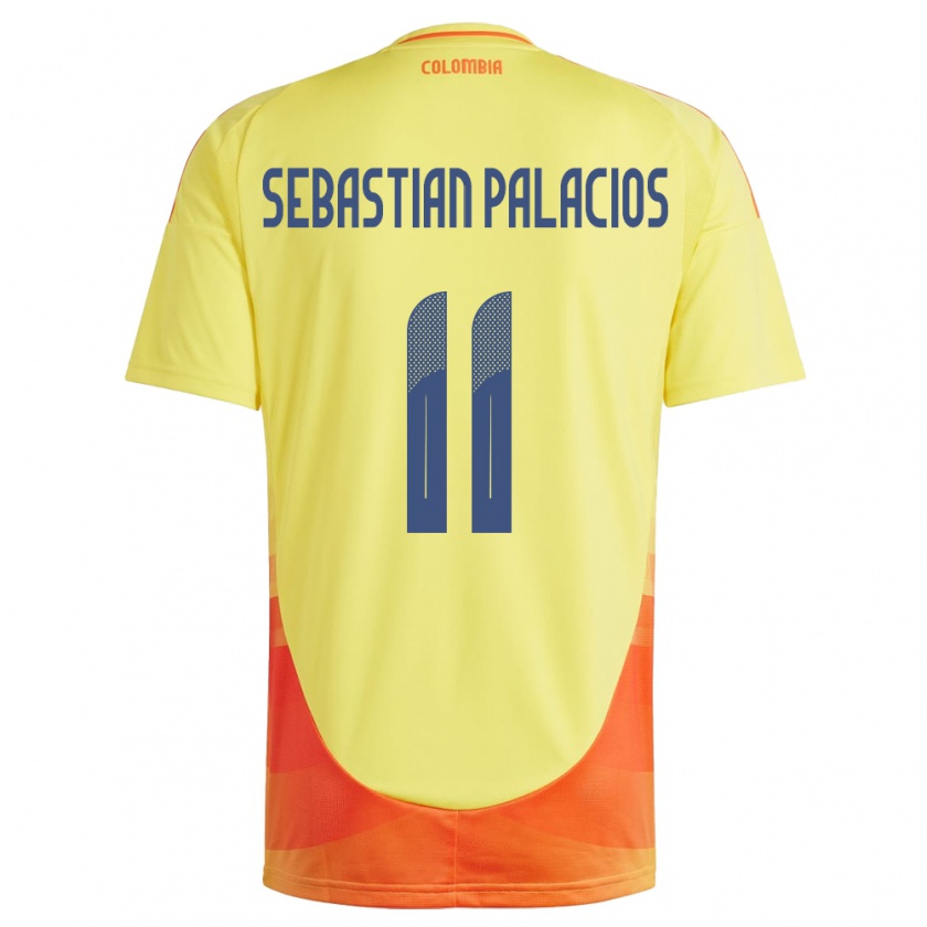 Kandiny Enfant Maillot Colombie Juan Sebastián Palacios #11 Jaune Tenues Domicile 24-26 T-Shirt