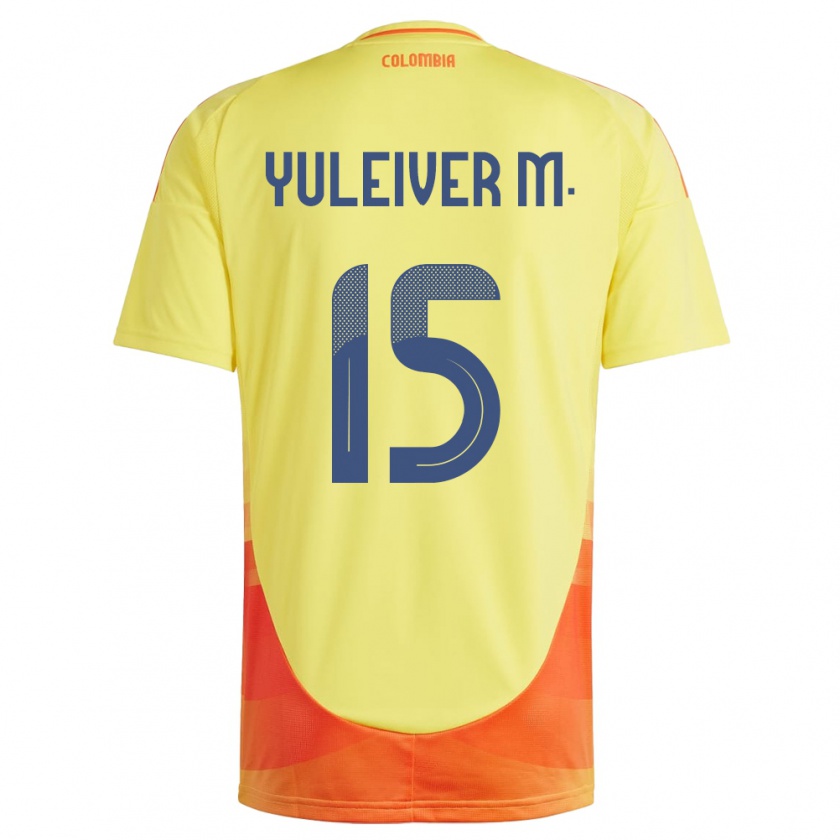 Kandiny Enfant Maillot Colombie Yuleiver Mosquera #15 Jaune Tenues Domicile 24-26 T-Shirt