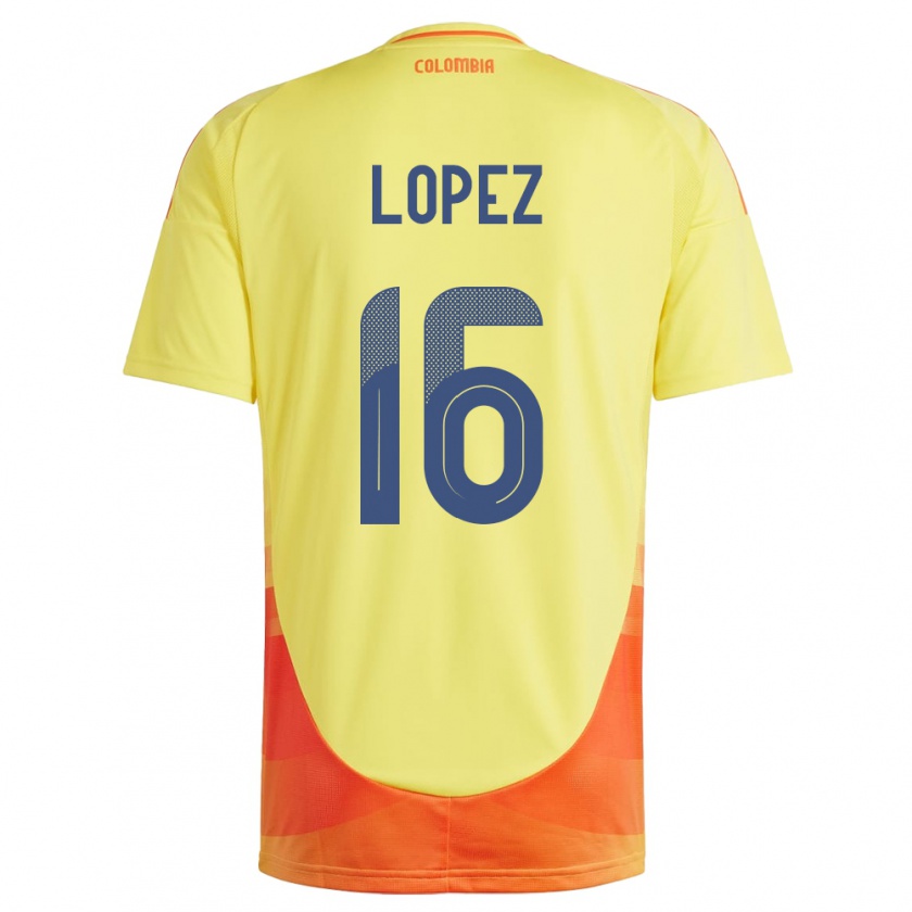 Kandiny Enfant Maillot Colombie William López #16 Jaune Tenues Domicile 24-26 T-Shirt