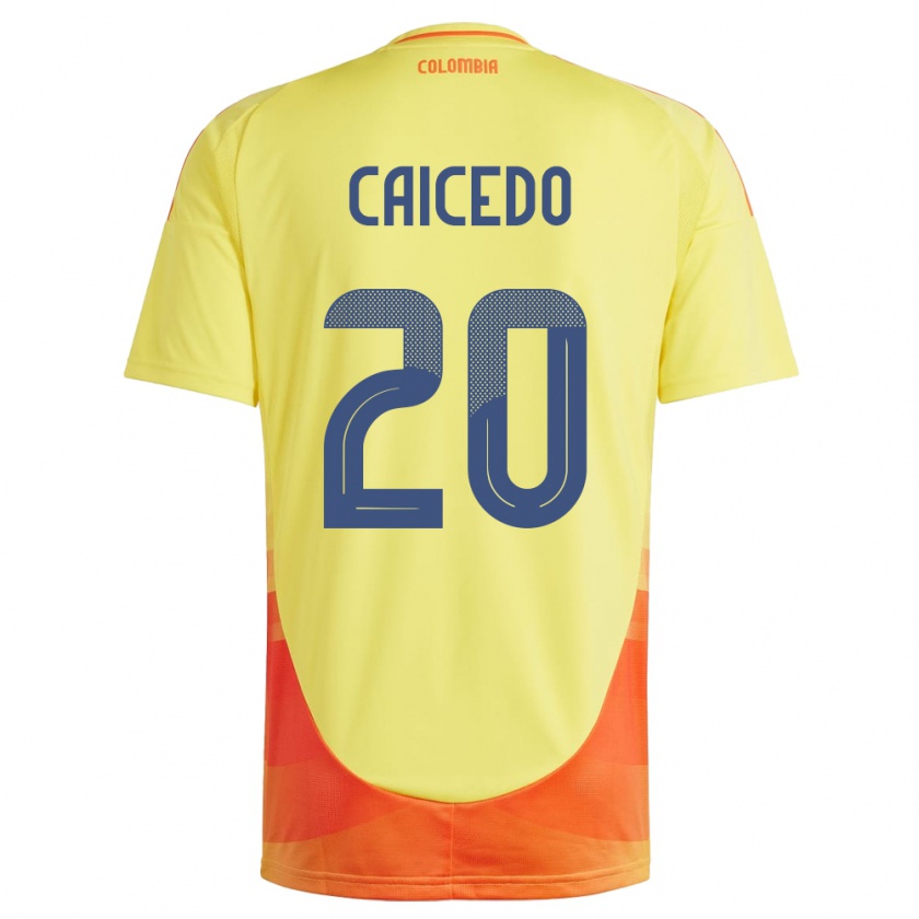 Kandiny Enfant Maillot Colombie Brayan Caicedo #20 Jaune Tenues Domicile 24-26 T-Shirt