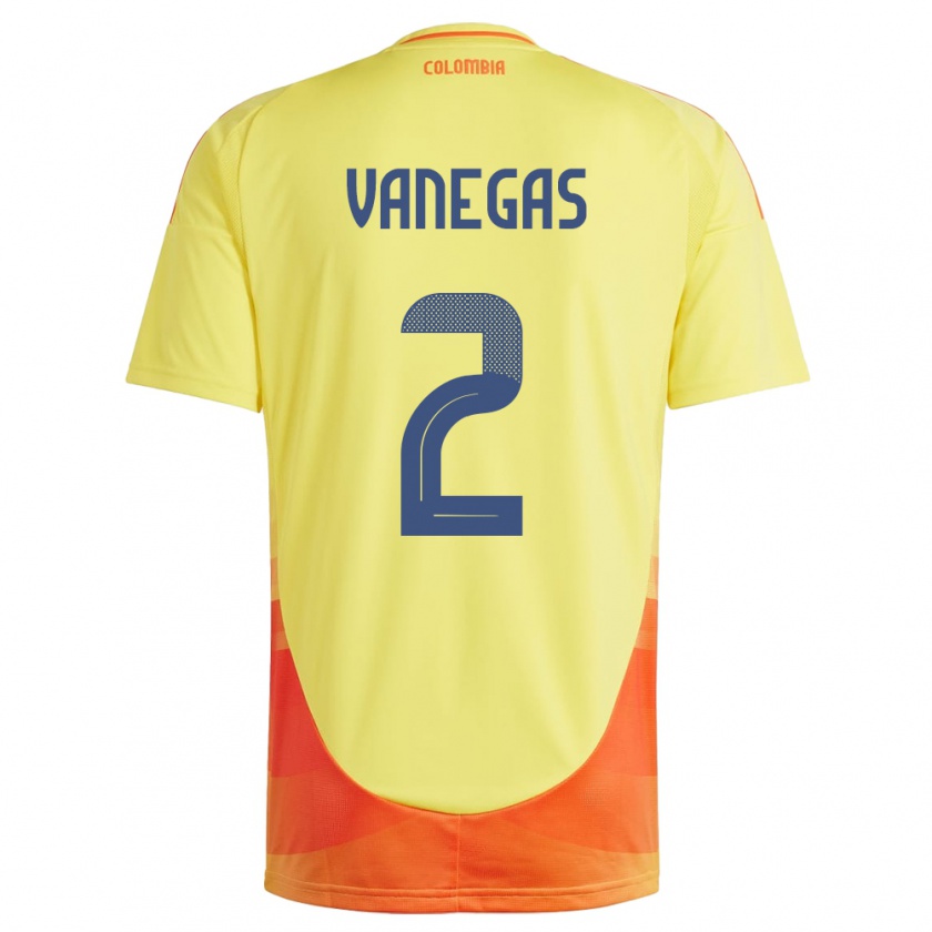 Kandiny Enfant Maillot Colombie Manuela Vanegas #2 Jaune Tenues Domicile 24-26 T-Shirt