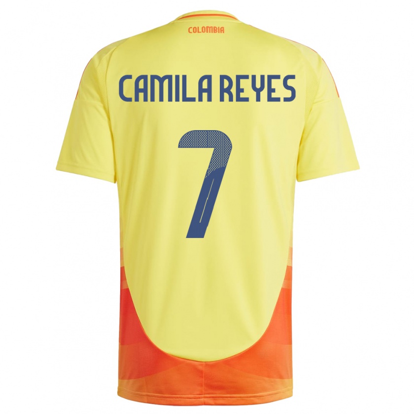 Kandiny Enfant Maillot Colombie María Camila Reyes #7 Jaune Tenues Domicile 24-26 T-Shirt