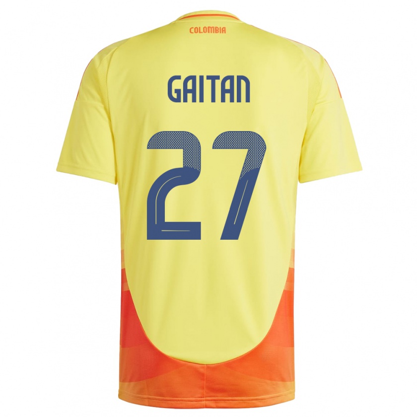 Kandiny Enfant Maillot Colombie Natalia Gaitán #27 Jaune Tenues Domicile 24-26 T-Shirt