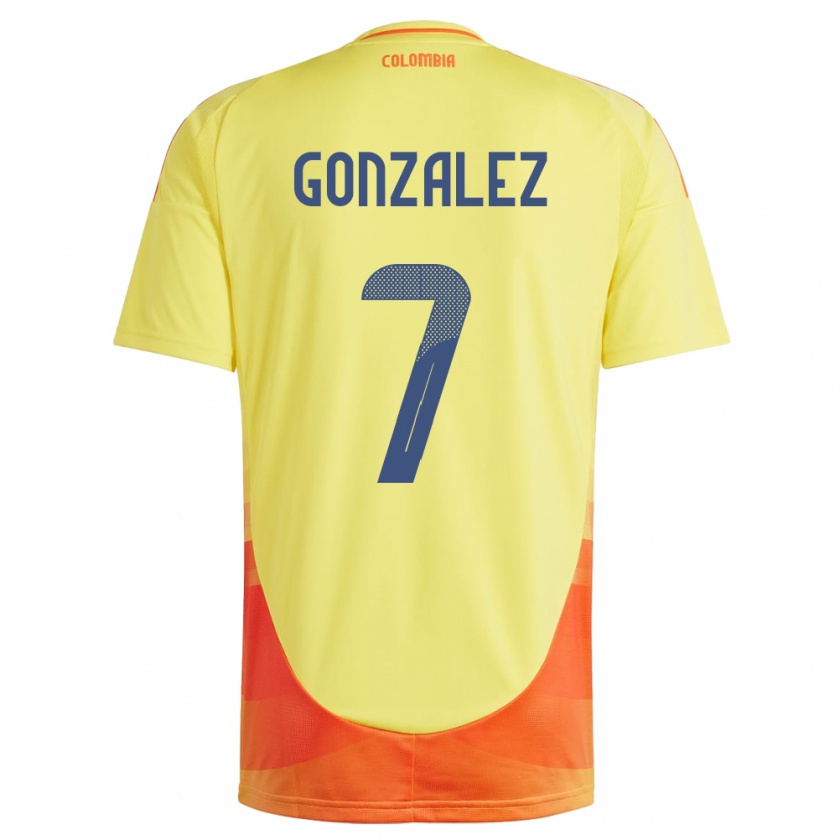 Kandiny Enfant Maillot Colombie Celis González #7 Jaune Tenues Domicile 24-26 T-Shirt