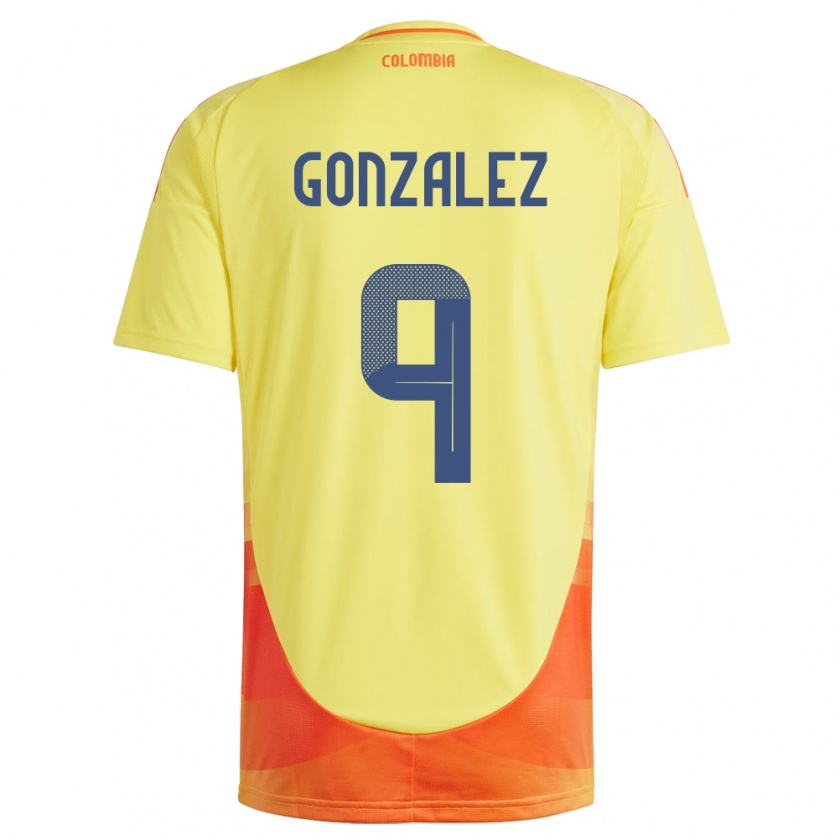 Kandiny Enfant Maillot Colombie Manuela González #9 Jaune Tenues Domicile 24-26 T-Shirt