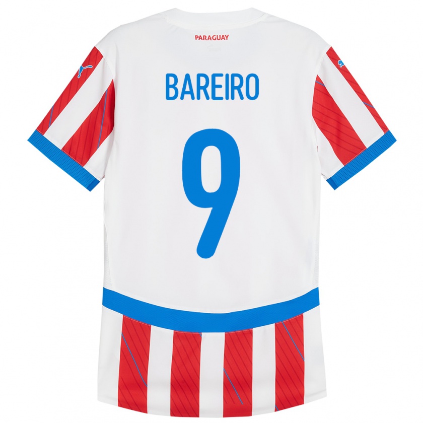 Kandiny Enfant Maillot Paraguay Adam Bareiro #9 Blanc Rouge Tenues Domicile 24-26 T-Shirt