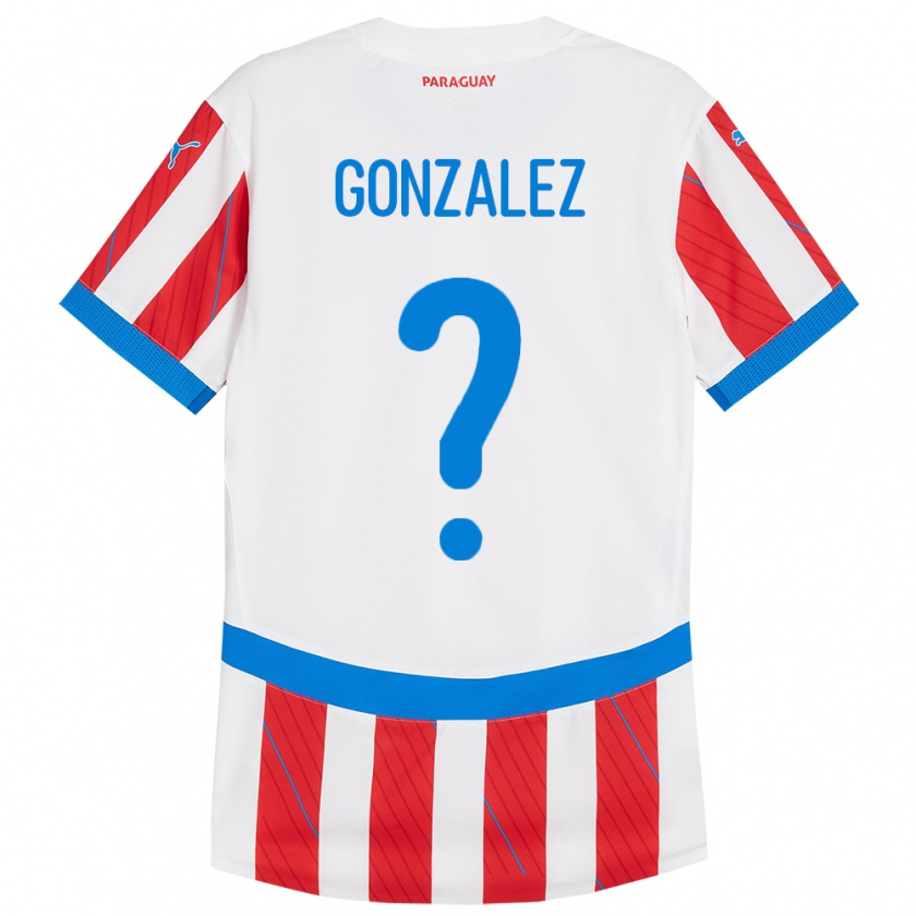 Kandiny Enfant Maillot Paraguay Antonio González #0 Blanc Rouge Tenues Domicile 24-26 T-Shirt