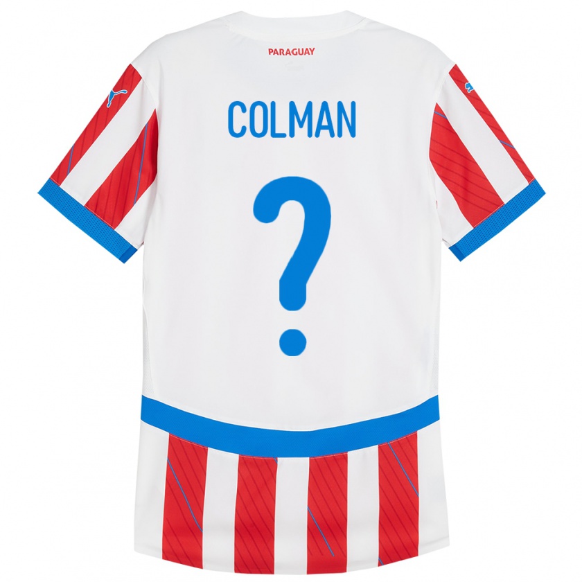 Kandiny Enfant Maillot Paraguay Orlando Colmán #0 Blanc Rouge Tenues Domicile 24-26 T-Shirt