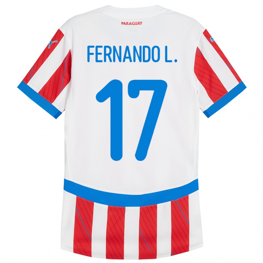 Kandiny Enfant Maillot Paraguay Fernando Leguizamón #17 Blanc Rouge Tenues Domicile 24-26 T-Shirt