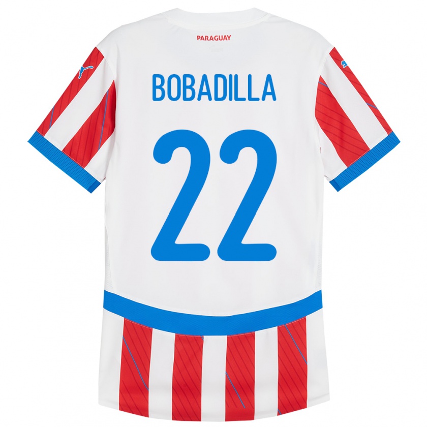 Kandiny Enfant Maillot Paraguay Dylan Bobadilla #22 Blanc Rouge Tenues Domicile 24-26 T-Shirt