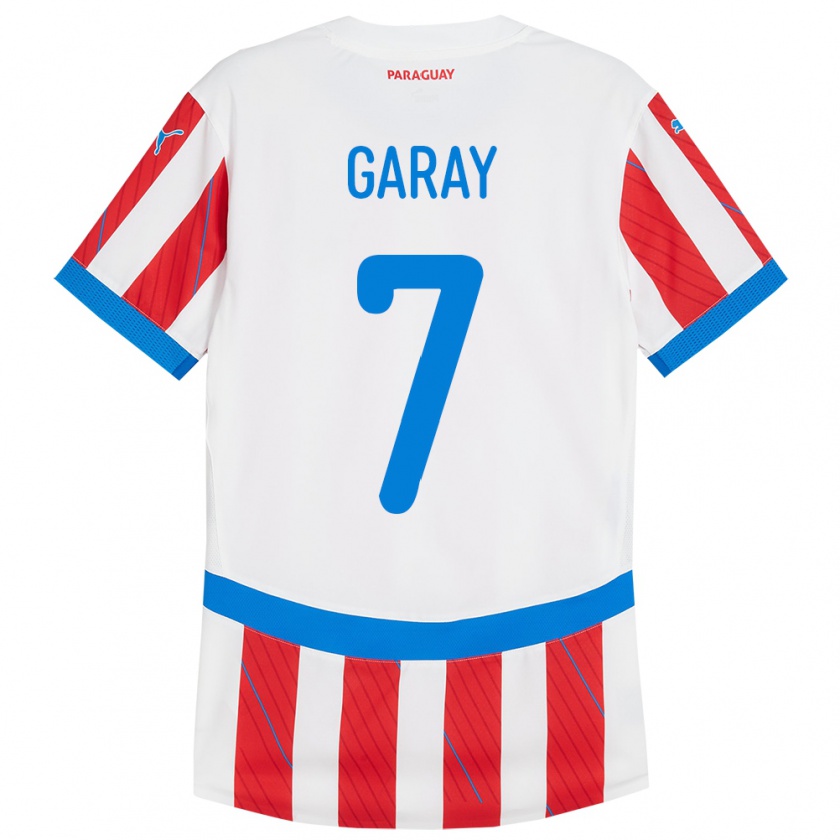 Kandiny Enfant Maillot Paraguay Griselda Garay #7 Blanc Rouge Tenues Domicile 24-26 T-Shirt