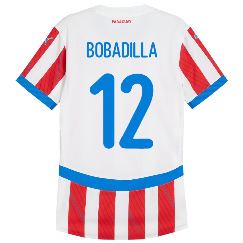 Kandiny Enfant Maillot Paraguay Alicia Bobadilla #12 Blanc Rouge Tenues Domicile 24-26 T-Shirt