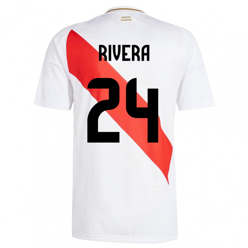 Kandiny Enfant Maillot Pérou José Rivera #24 Blanc Tenues Domicile 24-26 T-Shirt