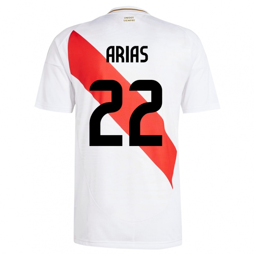 Kandiny Enfant Maillot Pérou Brian Arias #22 Blanc Tenues Domicile 24-26 T-Shirt