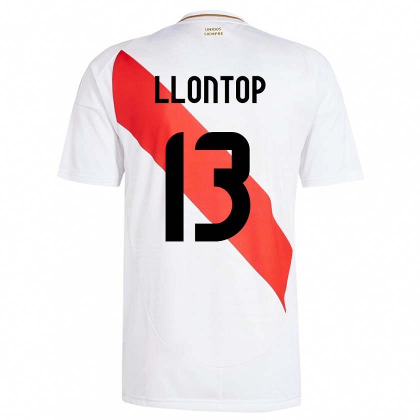 Kandiny Enfant Maillot Pérou Mathías Llontop #13 Blanc Tenues Domicile 24-26 T-Shirt