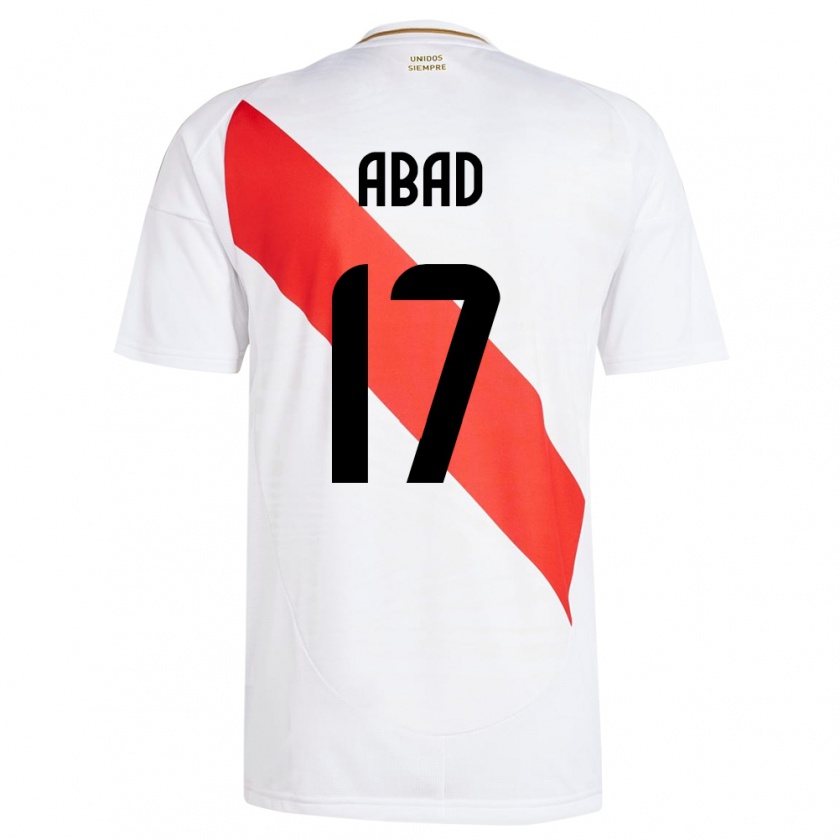 Kandiny Enfant Maillot Pérou Kelvin Abad #17 Blanc Tenues Domicile 24-26 T-Shirt