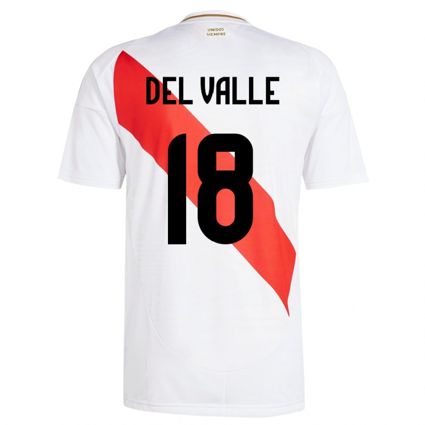 Kandiny Enfant Maillot Pérou Yamir Del Valle #18 Blanc Tenues Domicile 24-26 T-Shirt