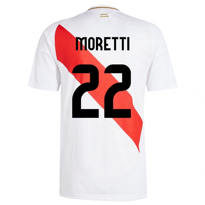 Kandiny Enfant Maillot Pérou Jair Moretti #22 Blanc Tenues Domicile 24-26 T-Shirt