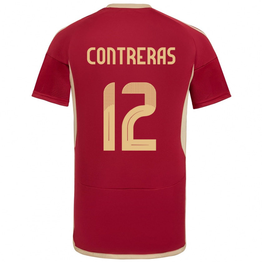 Kandiny Enfant Maillot Venezuela José Contreras #12 Bourgogne Tenues Domicile 24-26 T-Shirt