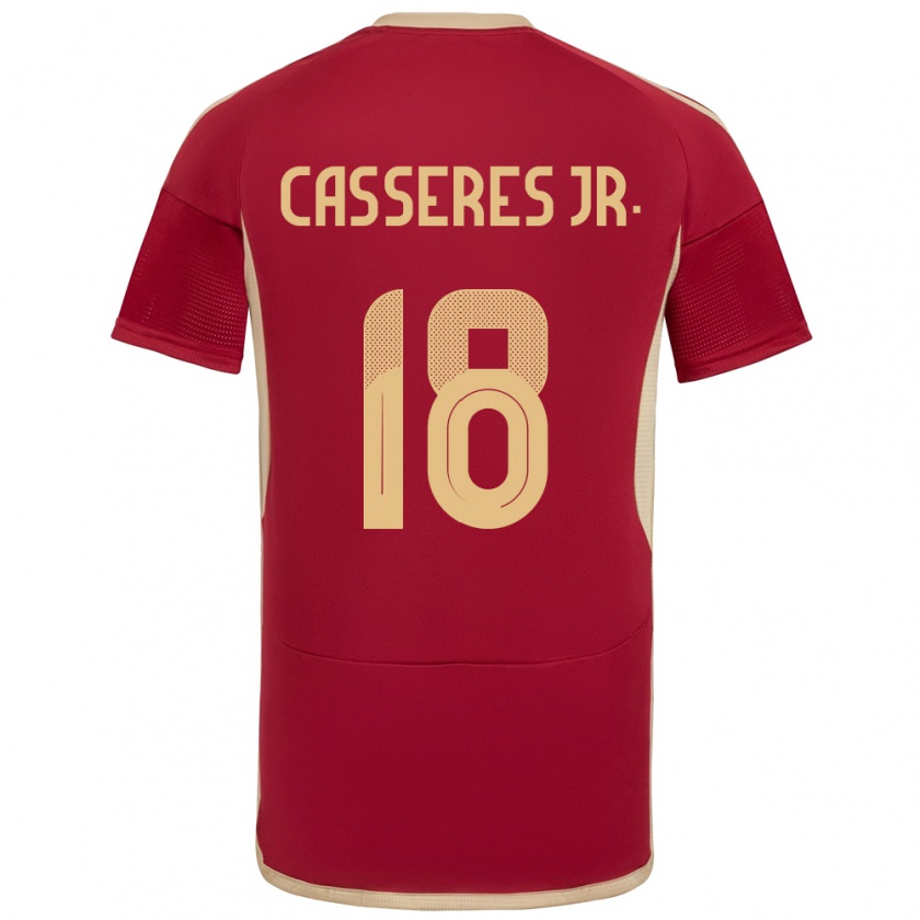 Kandiny Enfant Maillot Venezuela Cristian Cásseres Jr. #18 Bourgogne Tenues Domicile 24-26 T-Shirt