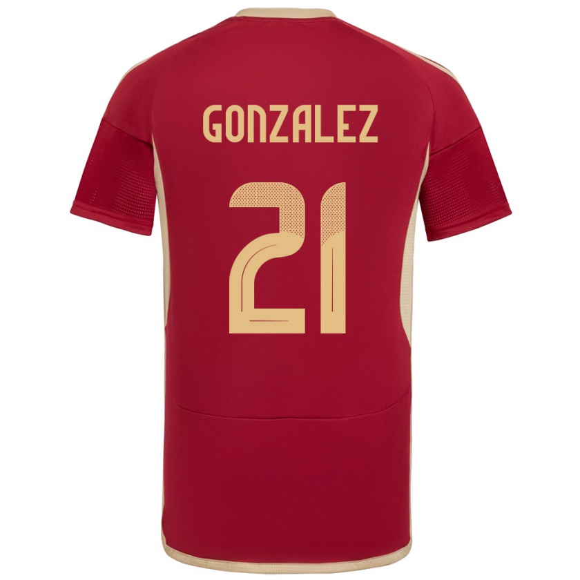 Kandiny Enfant Maillot Venezuela Alexander González #21 Bourgogne Tenues Domicile 24-26 T-Shirt