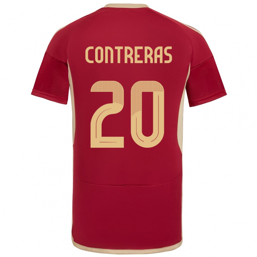 Kandiny Enfant Maillot Venezuela Anderson Contreras #20 Bourgogne Tenues Domicile 24-26 T-Shirt