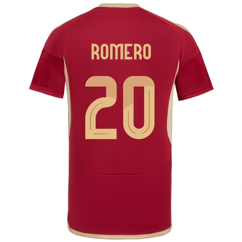 Kandiny Enfant Maillot Venezuela Andrés Romero #20 Bourgogne Tenues Domicile 24-26 T-Shirt