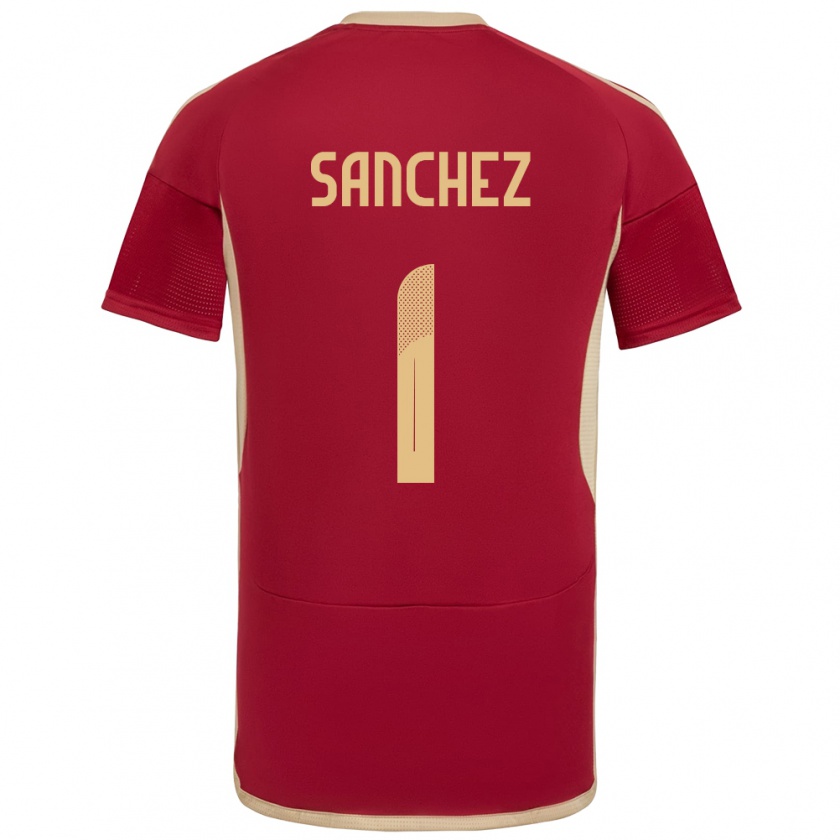 Kandiny Enfant Maillot Venezuela Jorge Sánchez #1 Bourgogne Tenues Domicile 24-26 T-Shirt