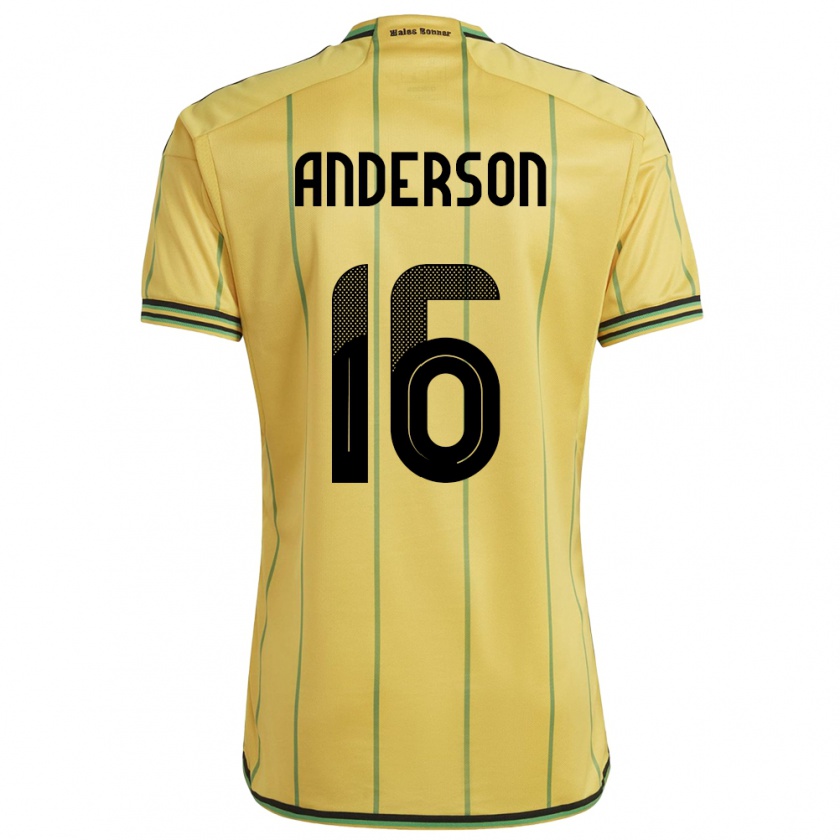 Kandiny Enfant Maillot Jamaïque Karoy Anderson #16 Jaune Tenues Domicile 24-26 T-Shirt