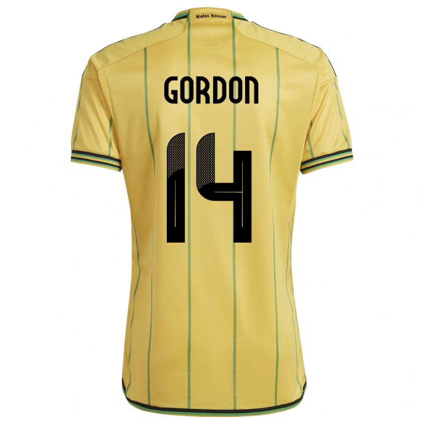 Kandiny Enfant Maillot Jamaïque Ashton Gordon #14 Jaune Tenues Domicile 24-26 T-Shirt