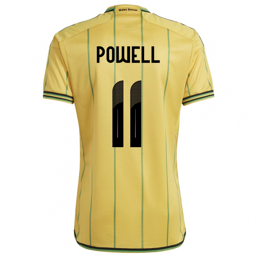 Kandiny Enfant Maillot Jamaïque Destiny Powell #11 Jaune Tenues Domicile 24-26 T-Shirt