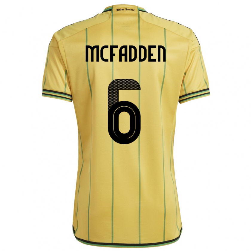 Kandiny Enfant Maillot Jamaïque Logan Mcfadden #6 Jaune Tenues Domicile 24-26 T-Shirt