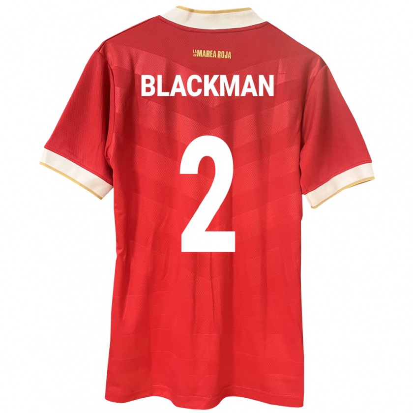 Kandiny Enfant Maillot Panama César Blackman #2 Rouge Tenues Domicile 24-26 T-Shirt