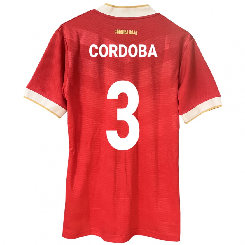 Kandiny Enfant Maillot Panama José Córdoba #3 Rouge Tenues Domicile 24-26 T-Shirt