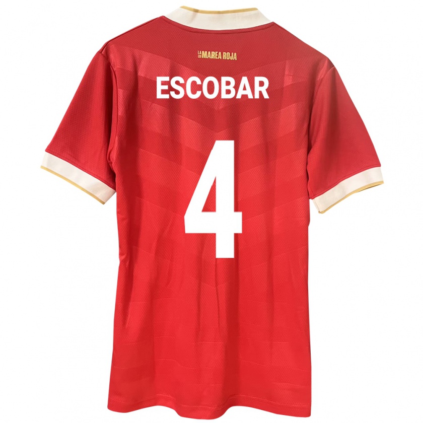 Kandiny Enfant Maillot Panama Fidel Escobar #4 Rouge Tenues Domicile 24-26 T-Shirt