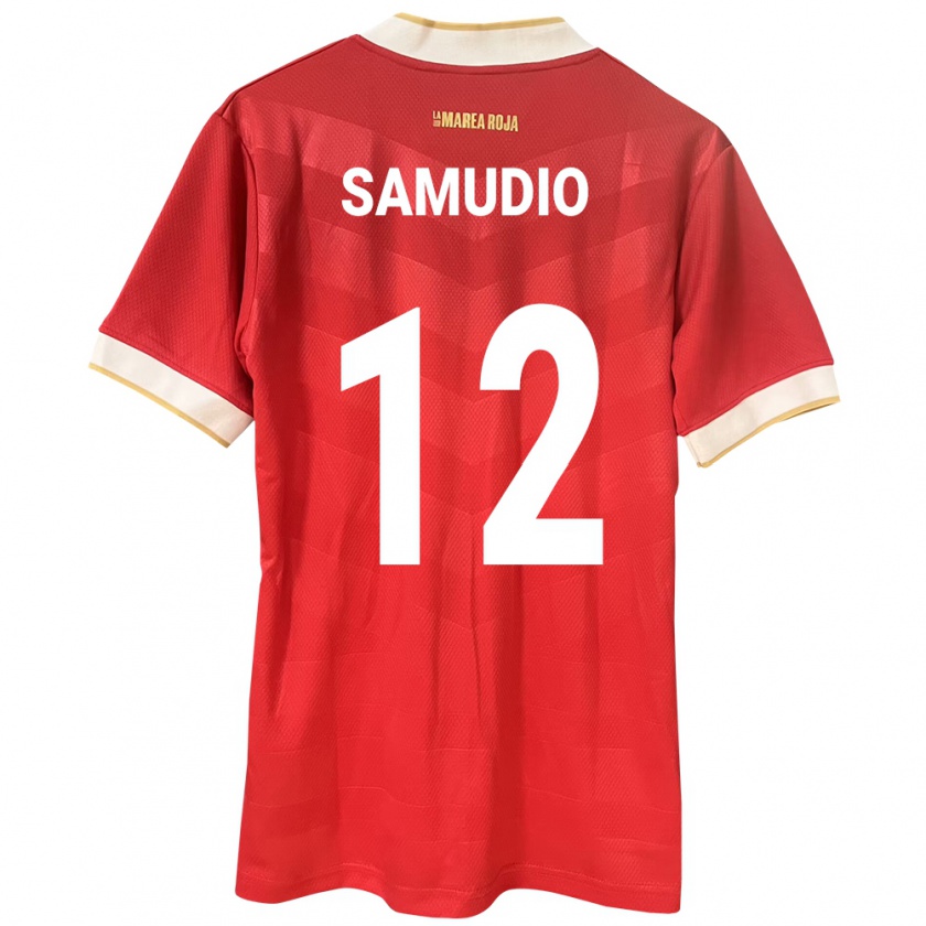 Kandiny Enfant Maillot Panama César Samudio #12 Rouge Tenues Domicile 24-26 T-Shirt