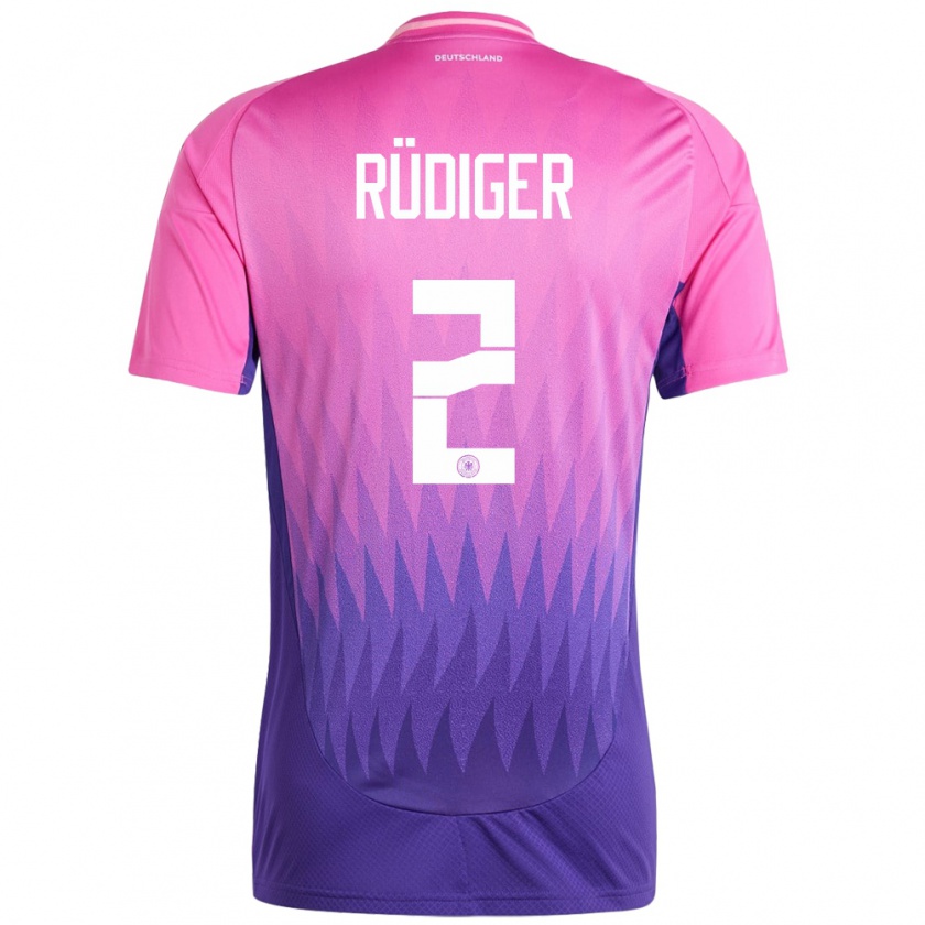 Kandiny Enfant Maillot Allemagne Antonio Rudiger #2 Rose-Mauve Tenues Extérieur 24-26 T-Shirt