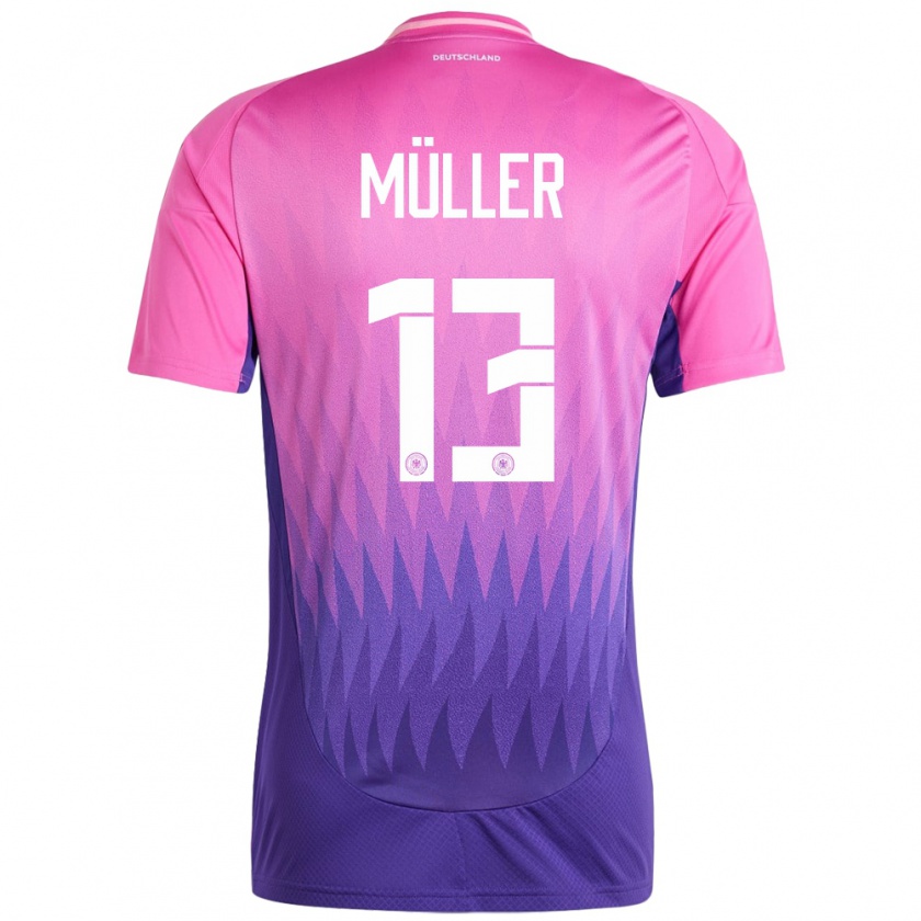 Kandiny Enfant Maillot Allemagne Thomas Muller #13 Rose-Mauve Tenues Extérieur 24-26 T-Shirt