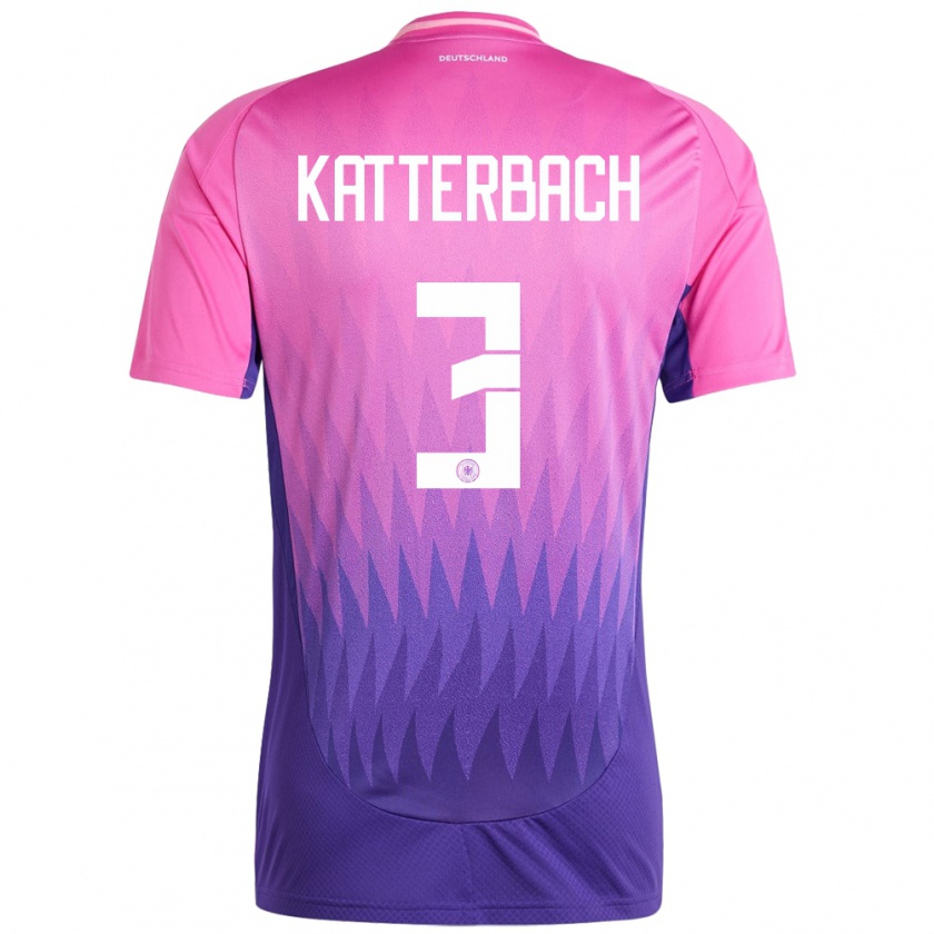 Kandiny Enfant Maillot Allemagne Noah Katterbach #3 Rose-Mauve Tenues Extérieur 24-26 T-Shirt