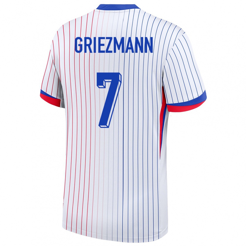 Kandiny Enfant Maillot France Antoine Griezmann #7 Blanc Tenues Extérieur 24-26 T-Shirt